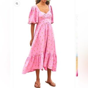 Farm Rio Embroidered Pineapple MIDI Dress